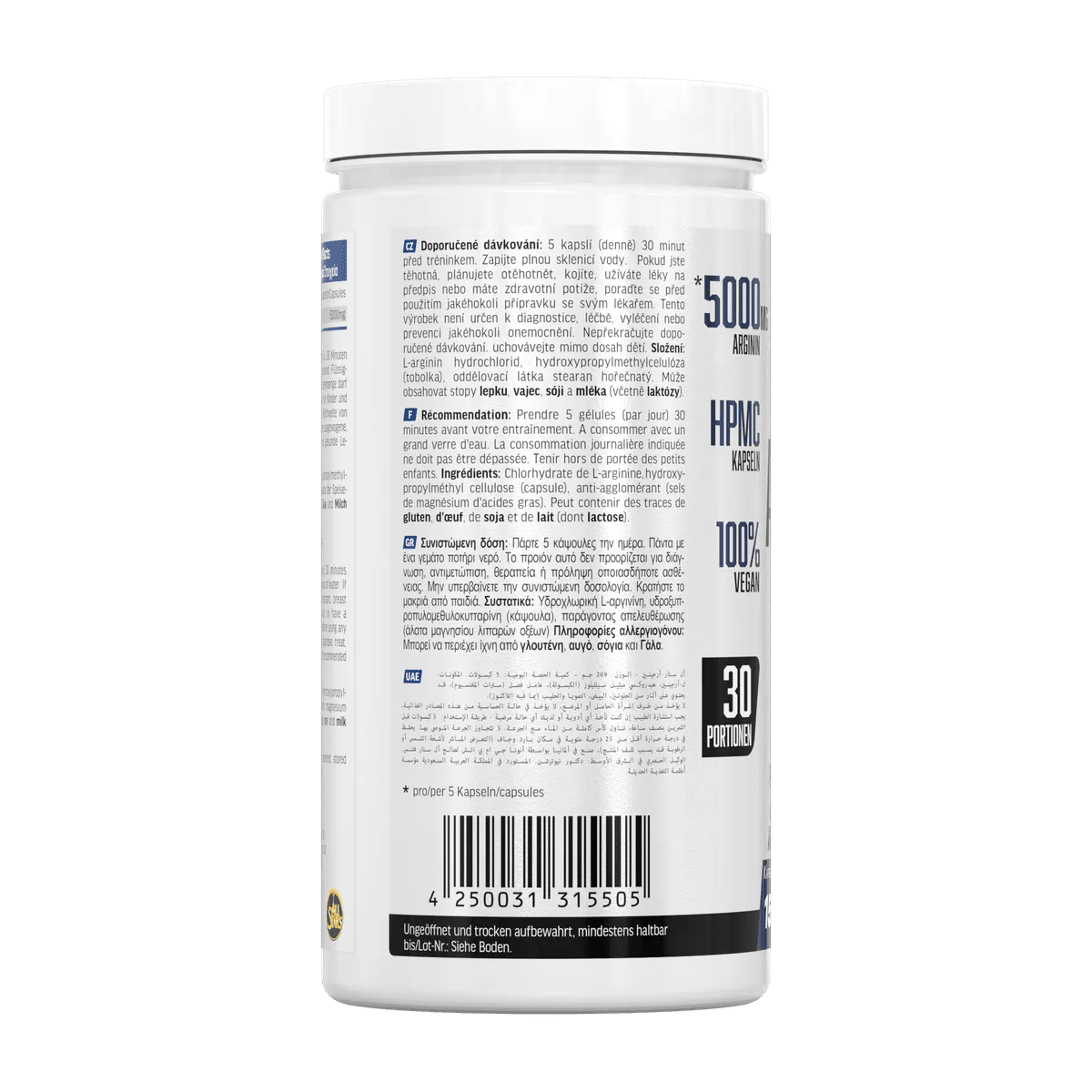 Arginin Mega Caps 150 Kapseln - MANIAC Nutrition