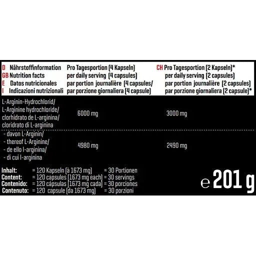 L - Arginin 1500 120 Kapseln - MANIAC Nutrition