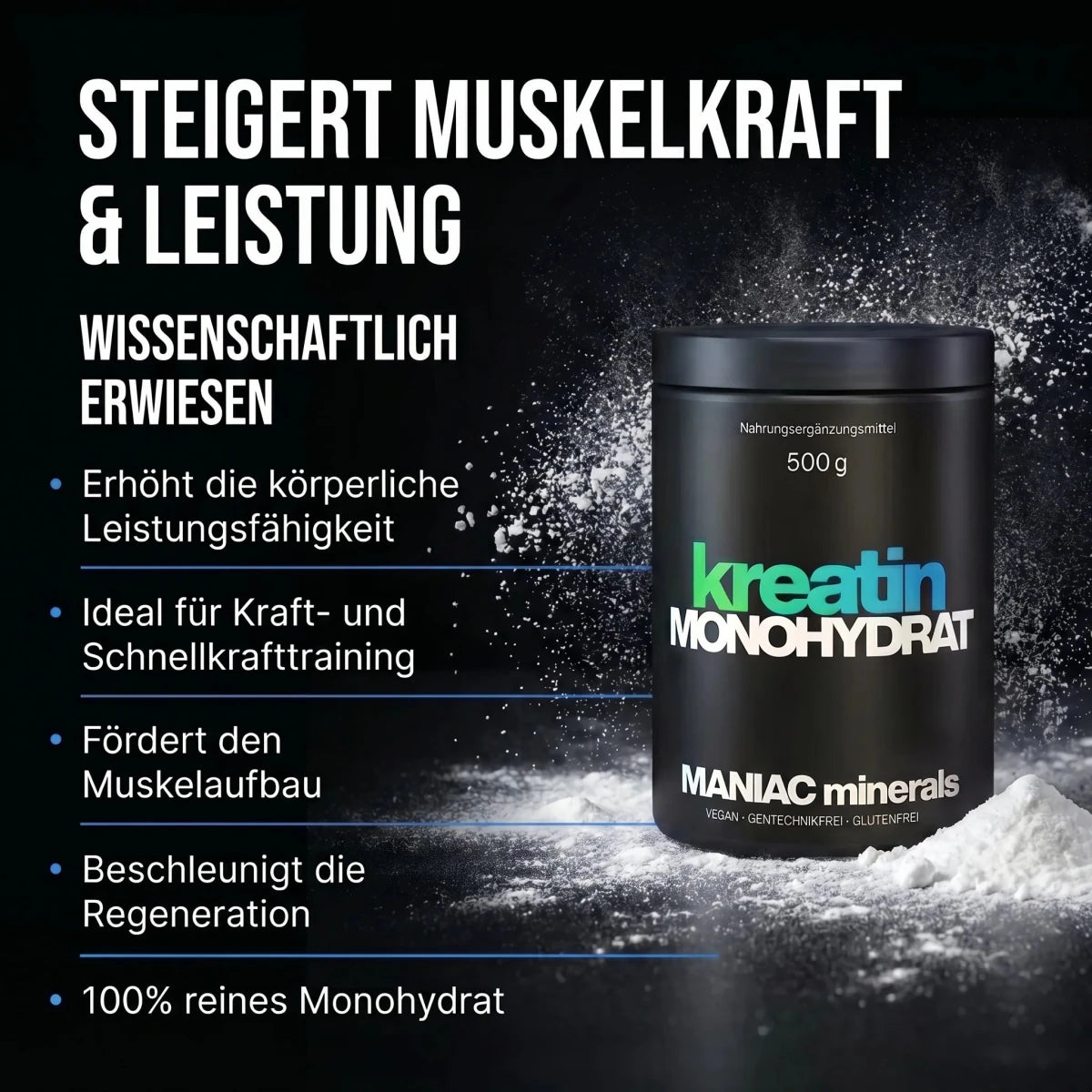 Kreatin Monohydrat 500g - MANIAC Nutrition