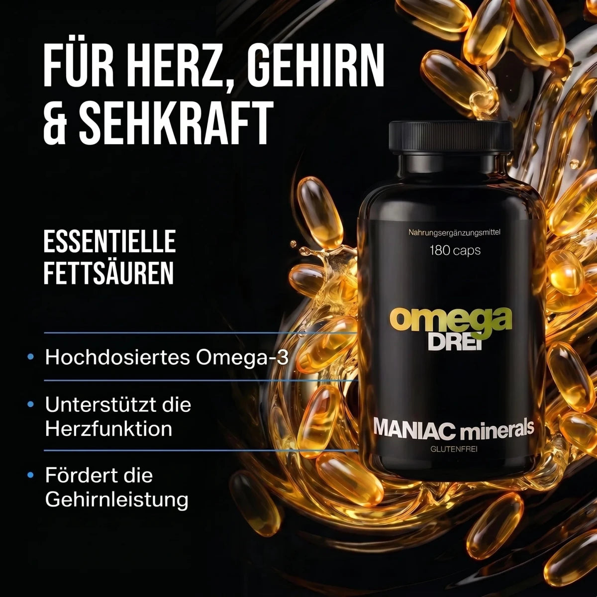 Omega Drei 180 Kapseln - MANIAC Nutrition